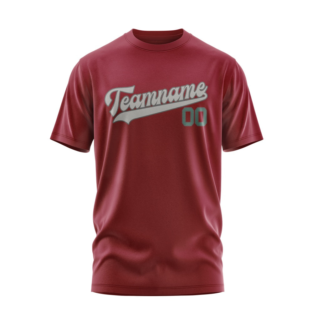 Custom Crimson Red Gray T-Shirt