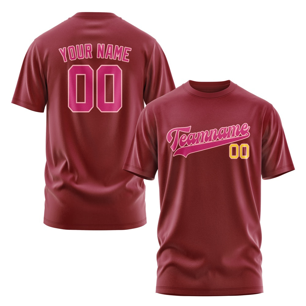 Custom Crimson Red Pink T-Shirt