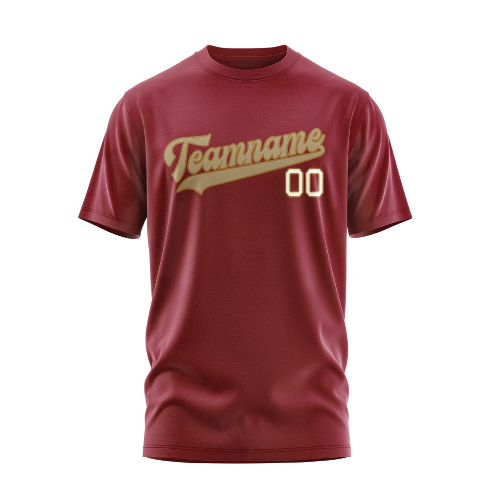 Custom Crimson Red Light Khaki T-Shirt