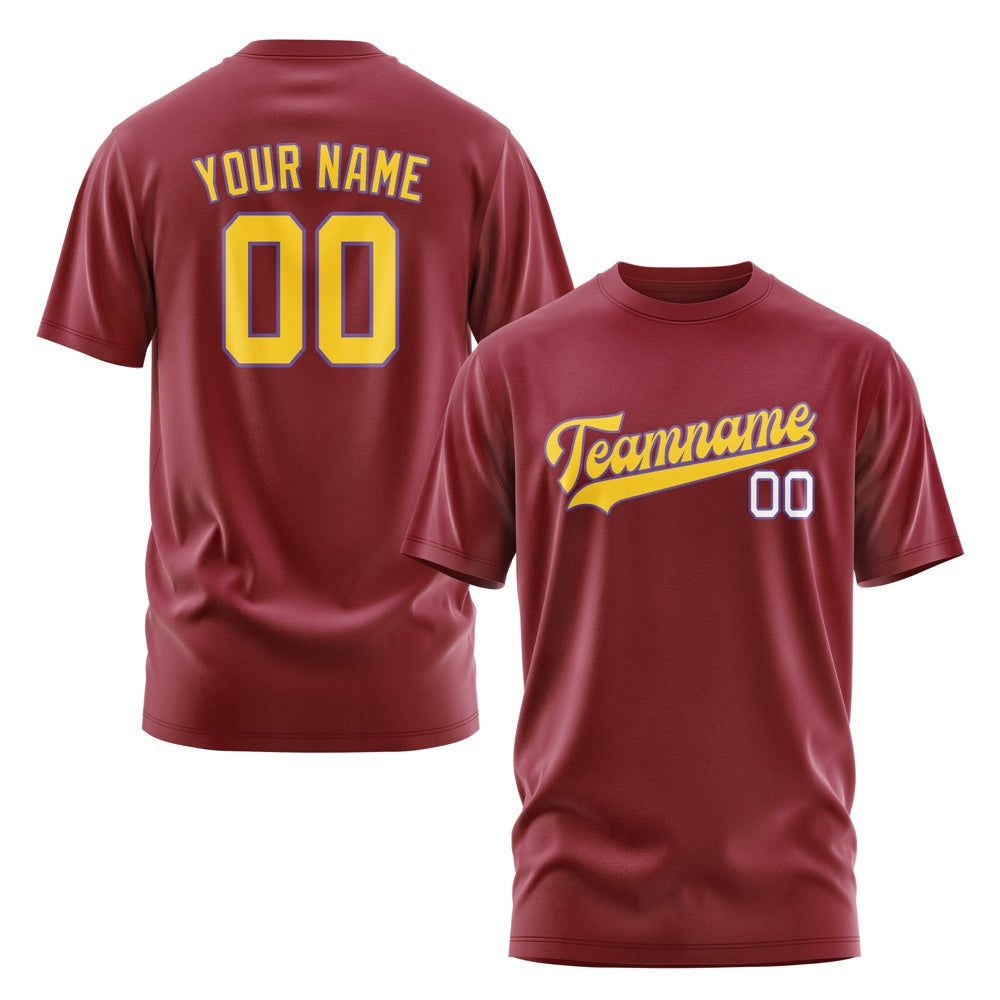 Custom Crimson Red Gold T-Shirt