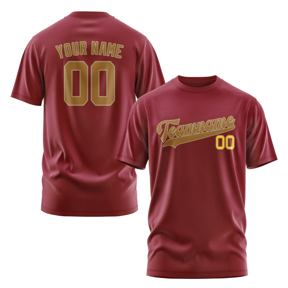Custom Crimson Red Khaki T-Shirt