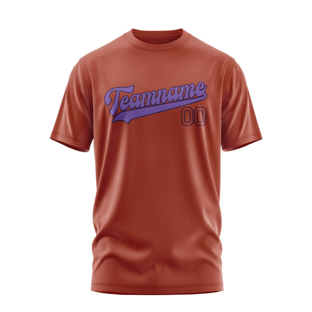 Custom Coral Red Light Purple T-Shirt
