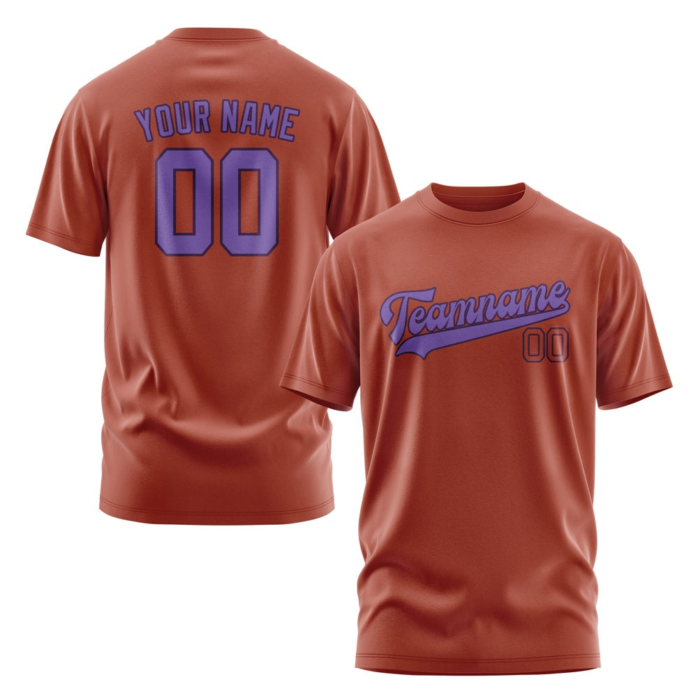 Custom Coral Red Light Purple T-Shirt