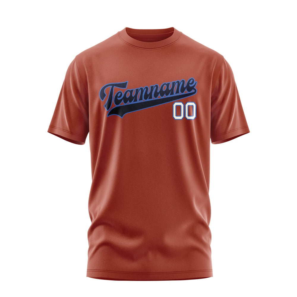 Custom Coral Red Navy T-Shirt