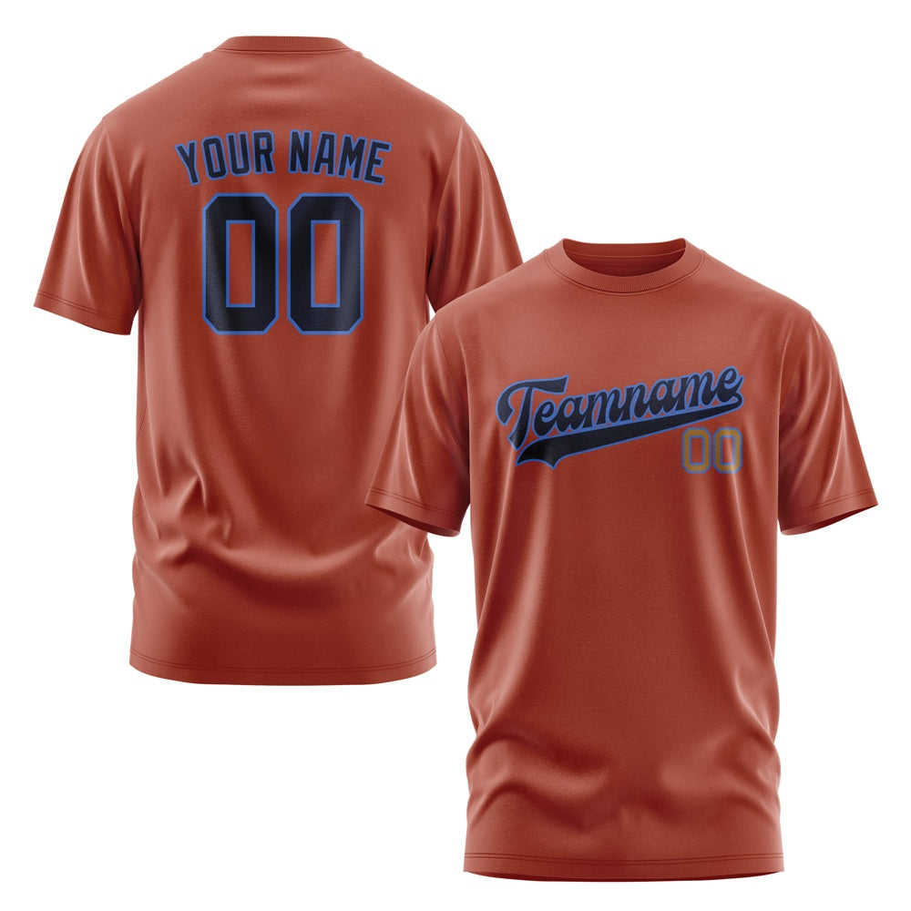 Custom Coral Red Navy T-Shirt