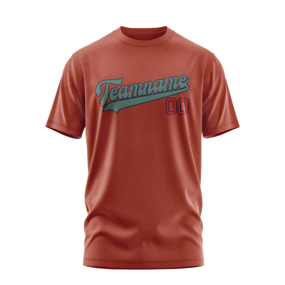 Custom Coral Red Blue Green T-Shirt