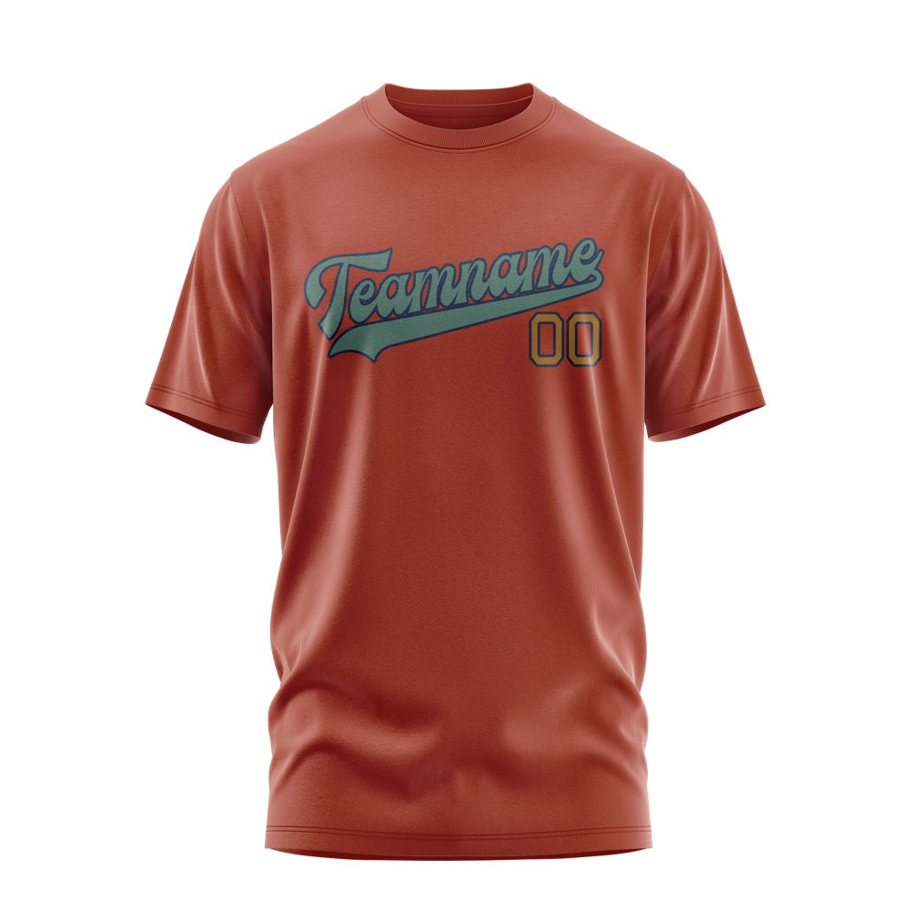 Custom Coral Red Blue Green T-Shirt
