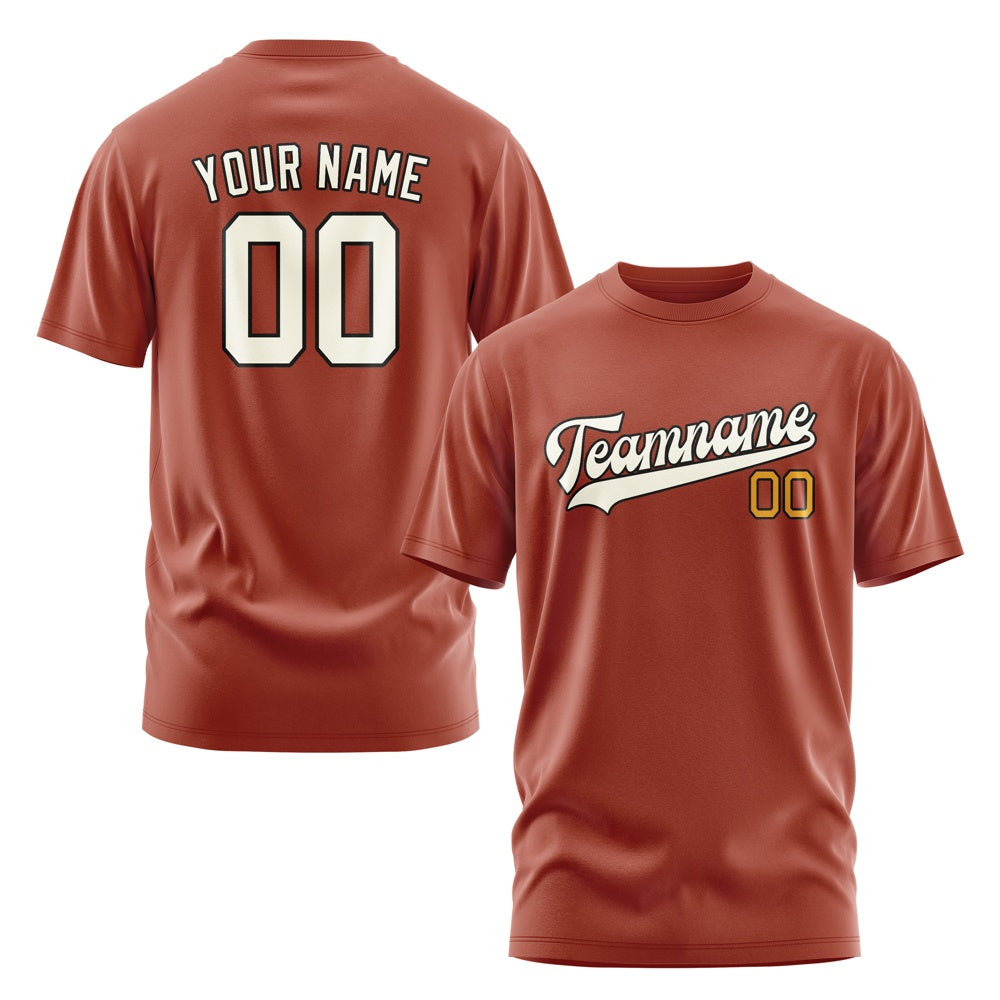 Custom Coral Red Cream T-Shirt