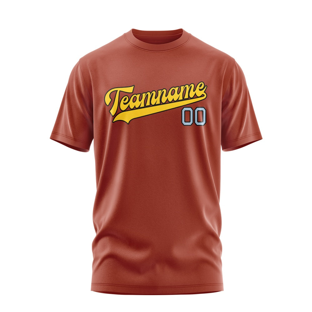 Custom Coral Red Gold T-Shirt