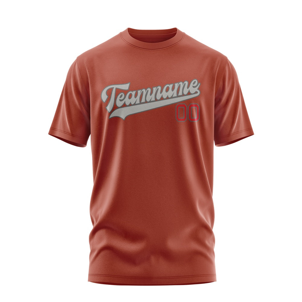 Custom Coral Red Gray T-Shirt