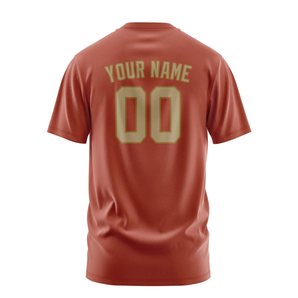 Custom Coral Red Light Khaki T-Shirt