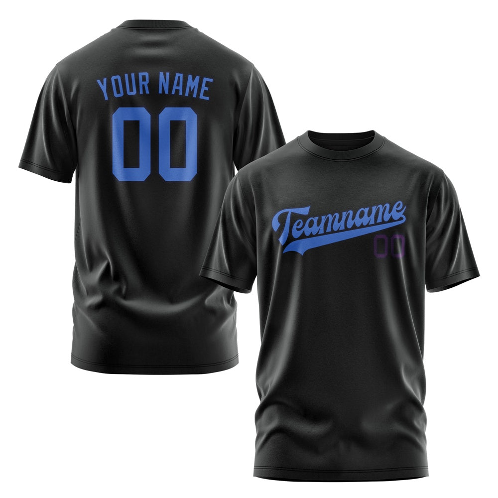 Custom Black Sky Blue T-Shirt