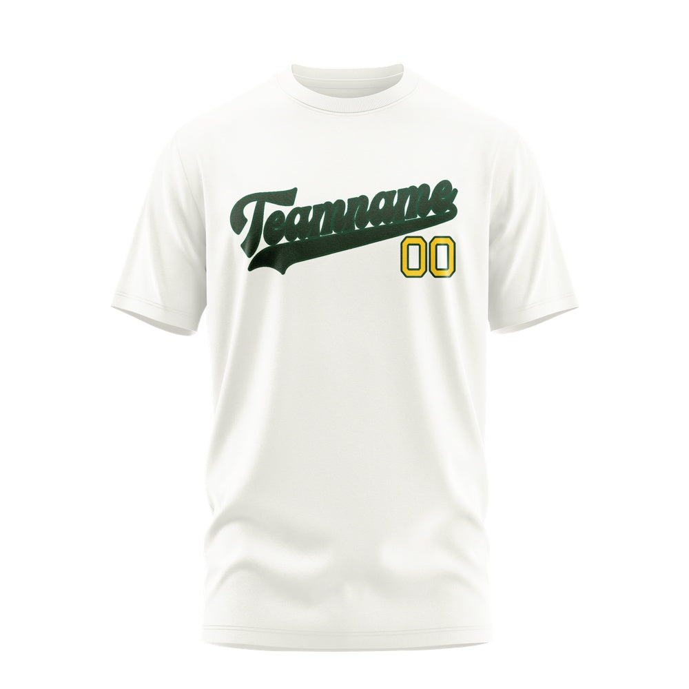 Custom White Dark Green T-Shirt