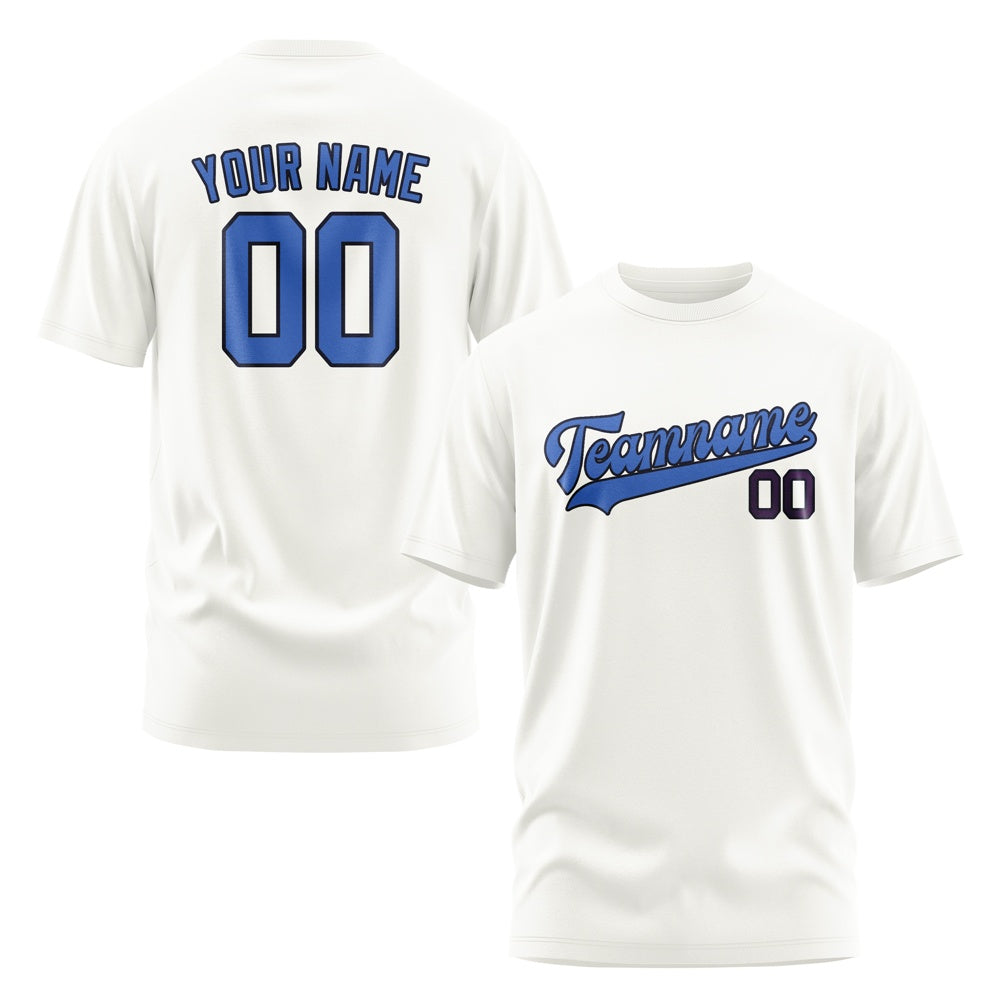 Custom White Sky Blue T-Shirt