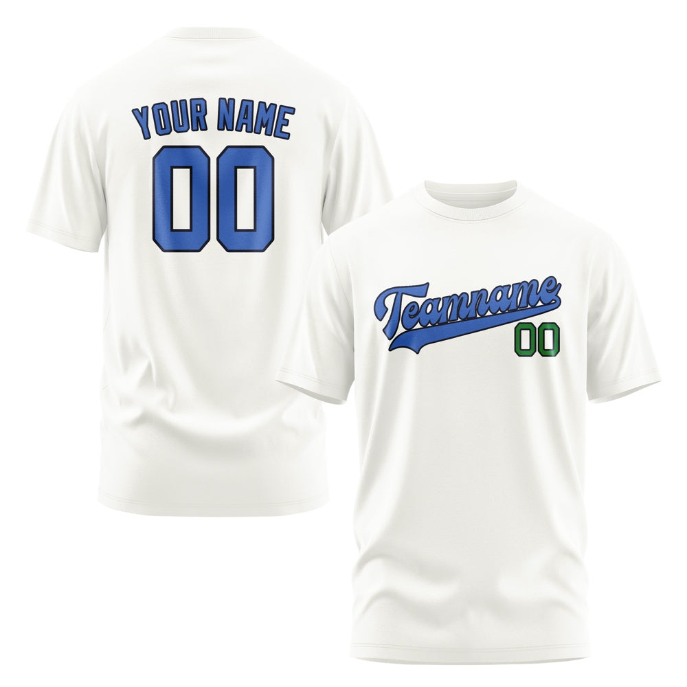 Custom White Sky Blue T-Shirt