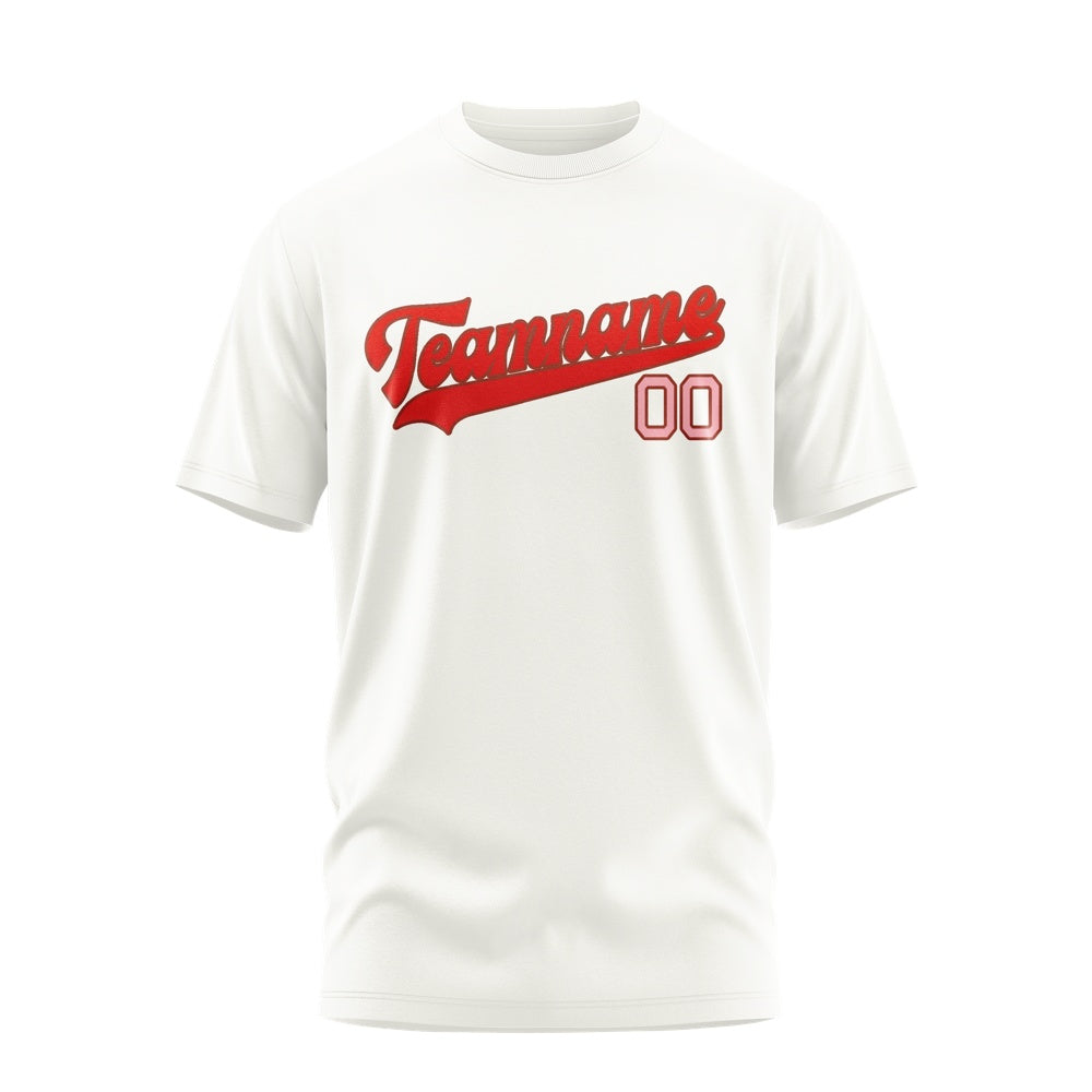 Custom White Orange Red T-Shirt