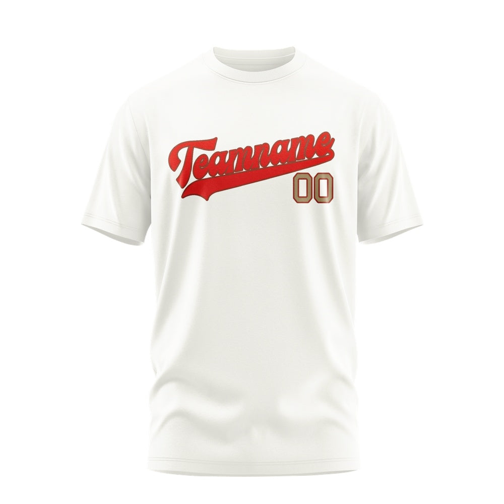 Custom White Orange Red T-Shirt