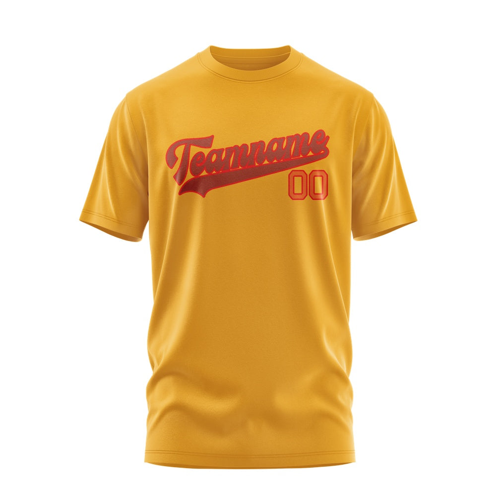 Custom Yellow Coral Red T-Shirt