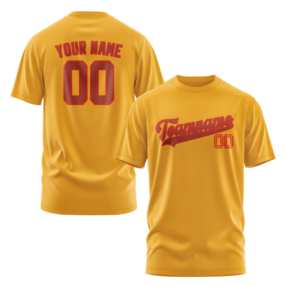 Custom Yellow Coral Red T-Shirt