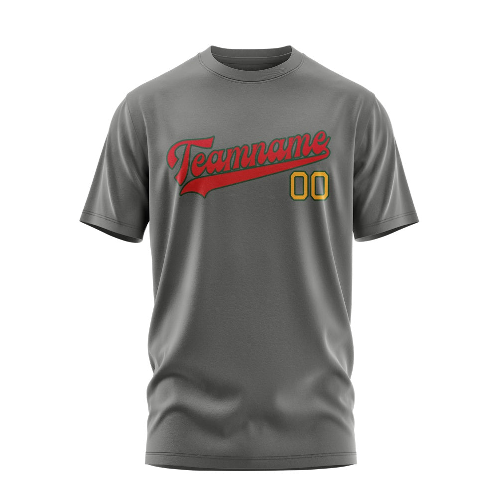 Custom Dark Grey Red T-Shirt