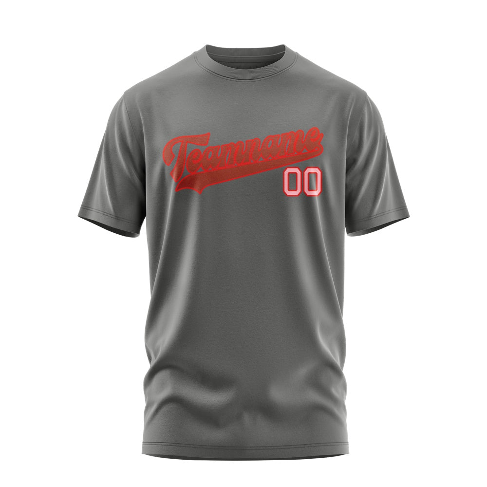 Custom Dark Grey Coral Red T-Shirt