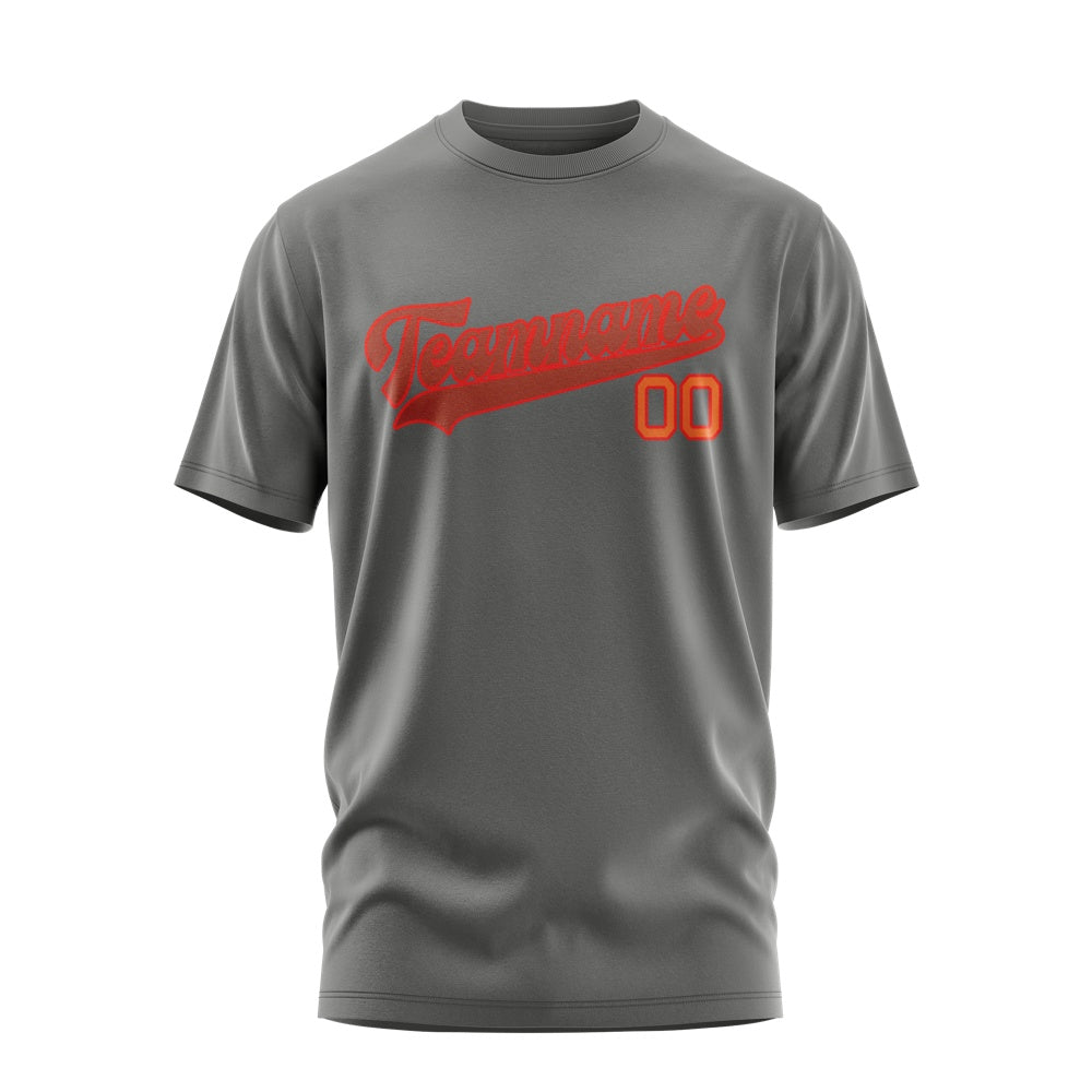 Custom Dark Grey Coral Red T-Shirt
