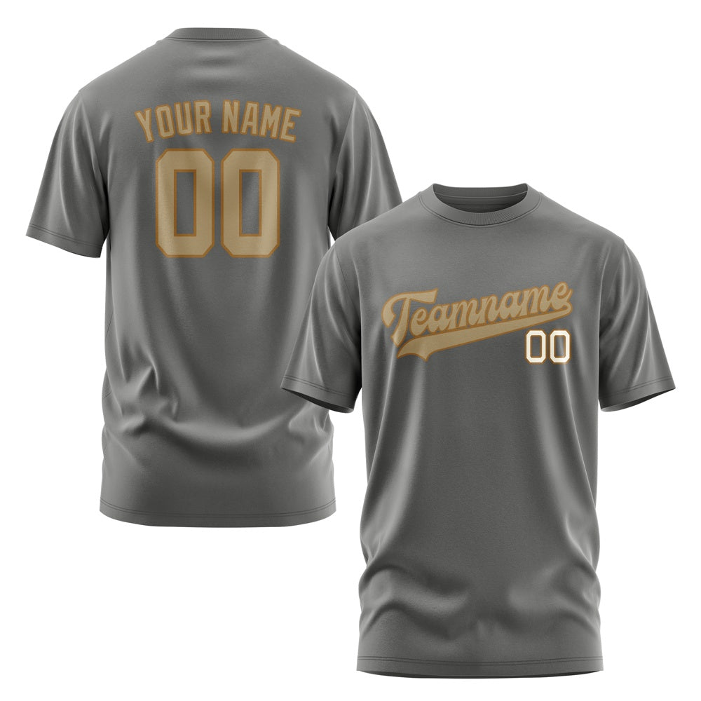 Custom Dark Grey Light Khaki T-Shirt