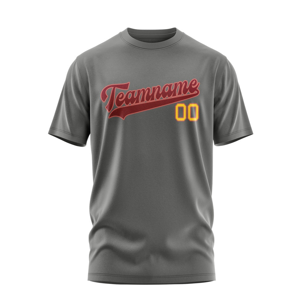 Custom Dark Grey Crimson Red T-Shirt