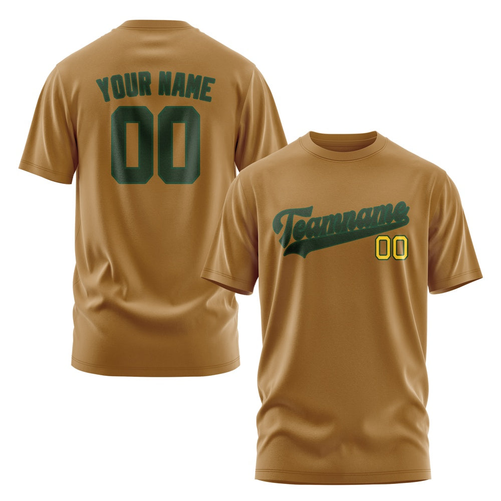Custom Khaki Dark Green T-Shirt