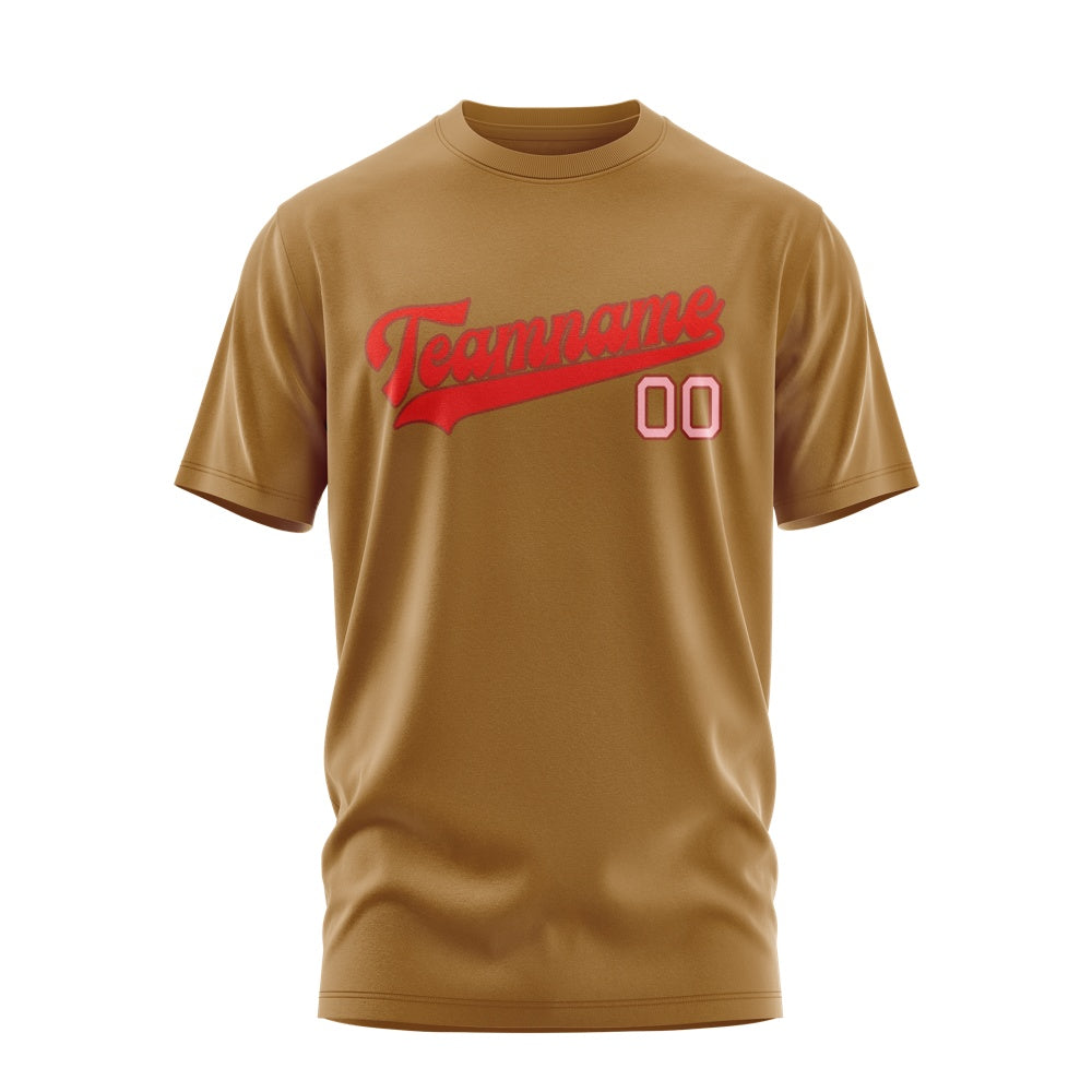 Custom Khaki Orange Red T-Shirt