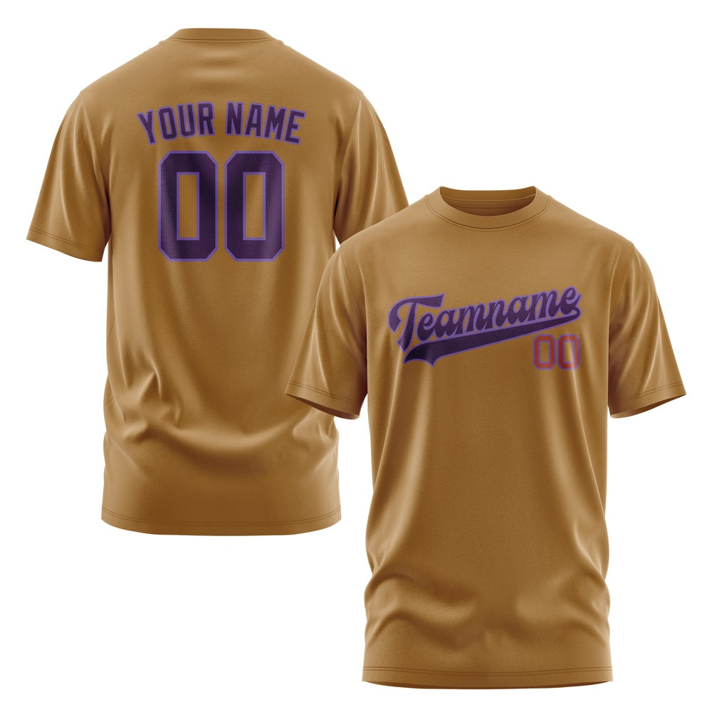 Custom Khaki Purple T-Shirt