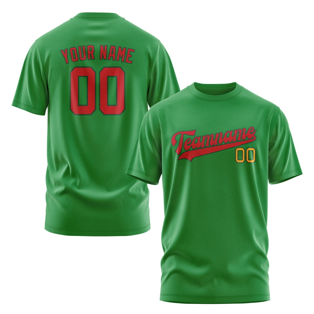Custom Emerald Green Red T-Shirt