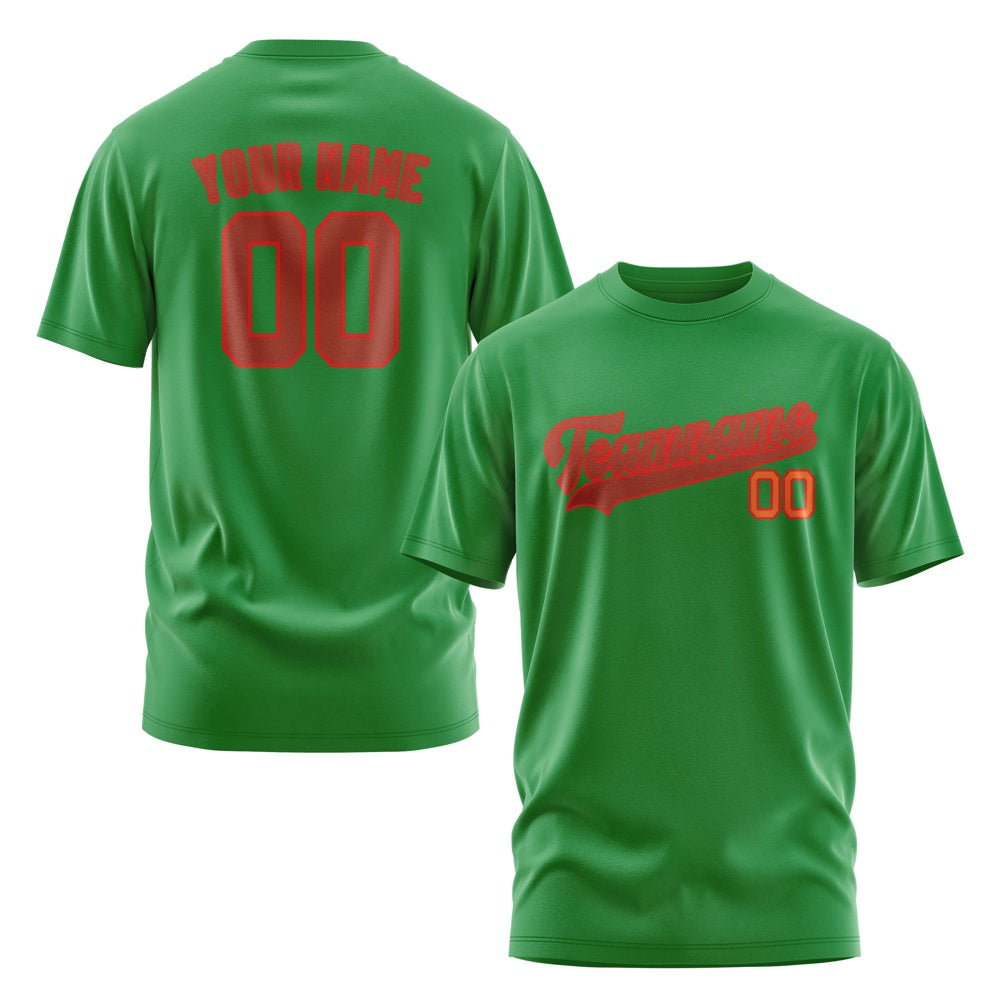 Custom Emerald Green Coral Red T-Shirt