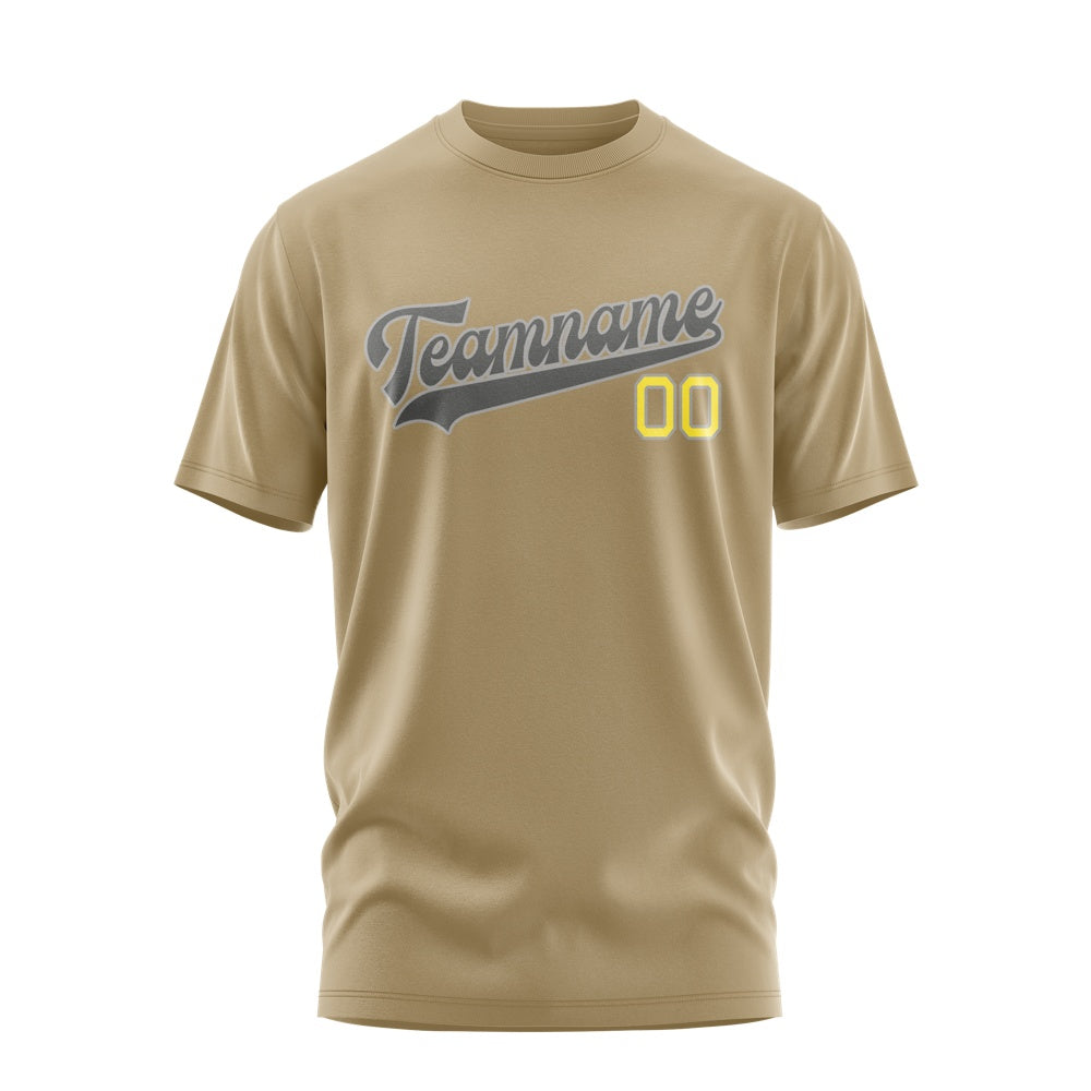 Custom Light Khaki Dark Grey T-Shirt