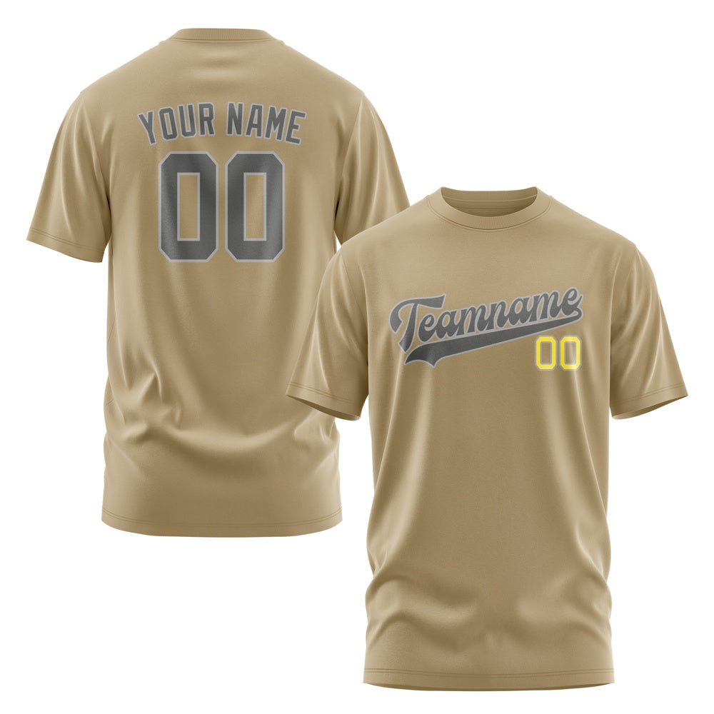 Custom Light Khaki Dark Grey T-Shirt
