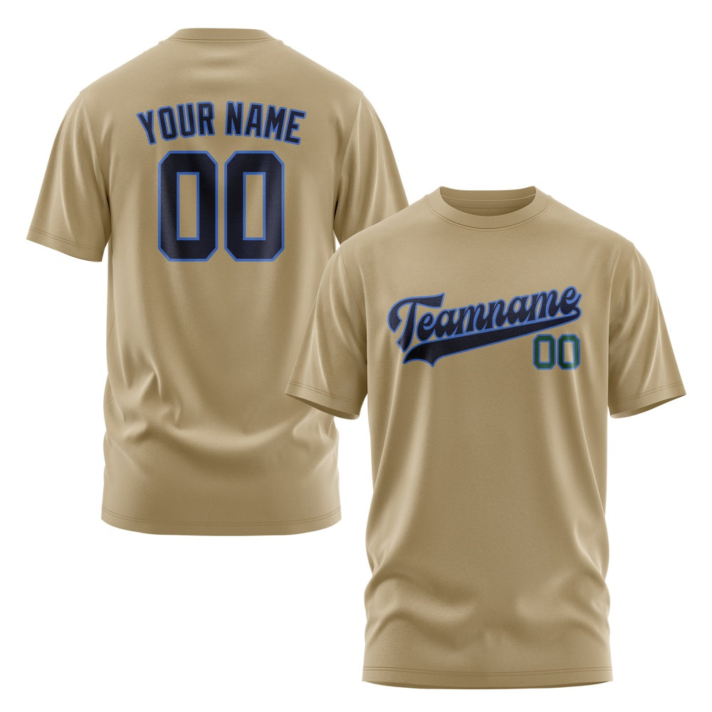 Custom Light Khaki Navy T-Shirt