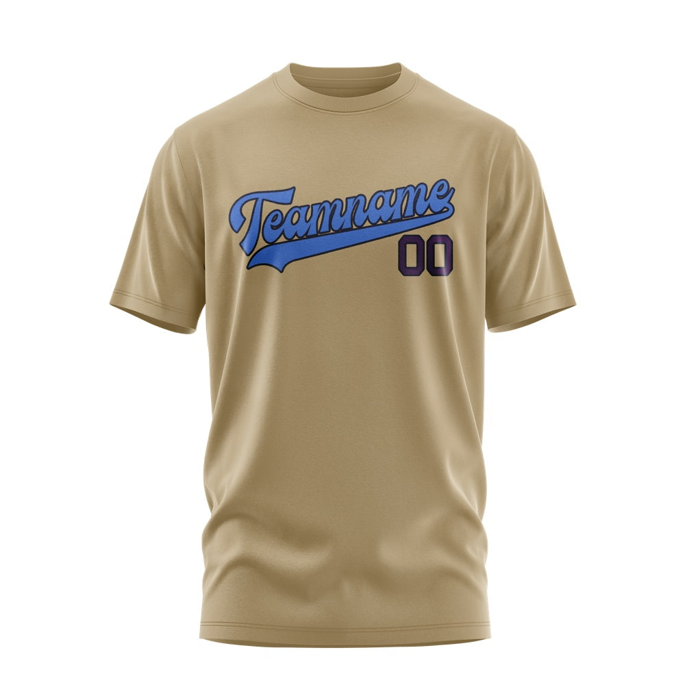 Custom Light Khaki Sky Blue T-Shirt
