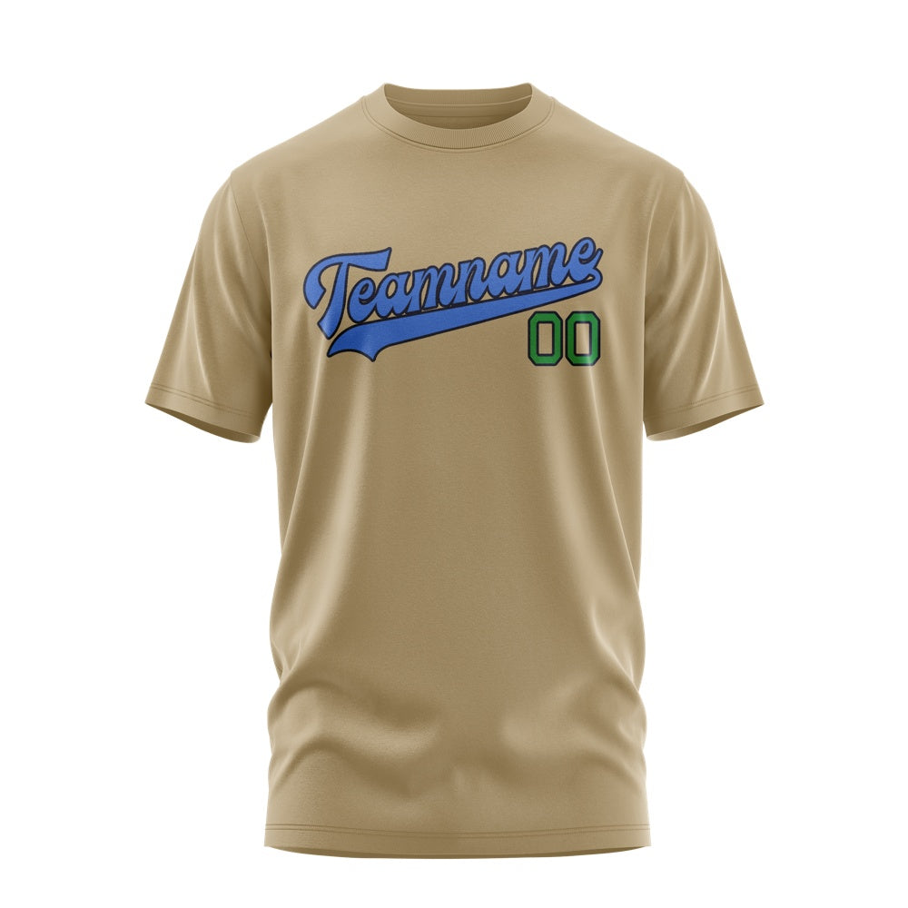 Custom Light Khaki Sky Blue T-Shirt