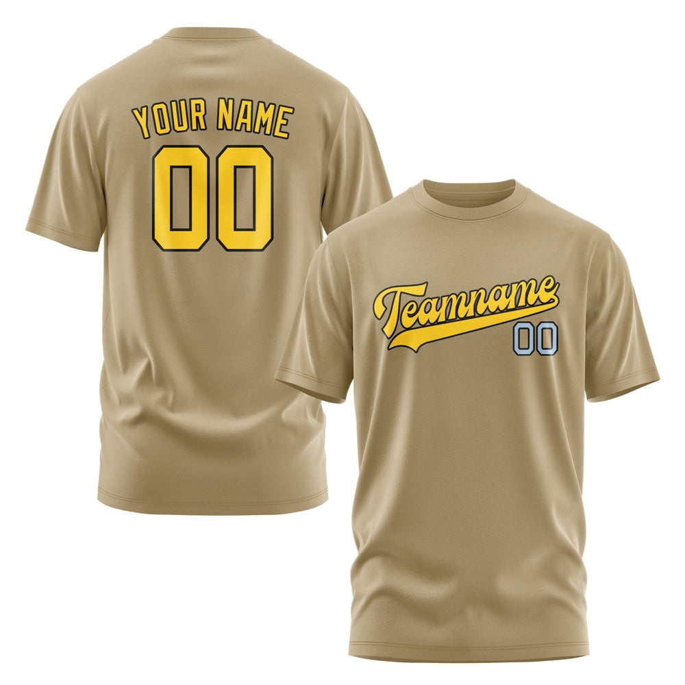 Custom Light Khaki Gold T-Shirt