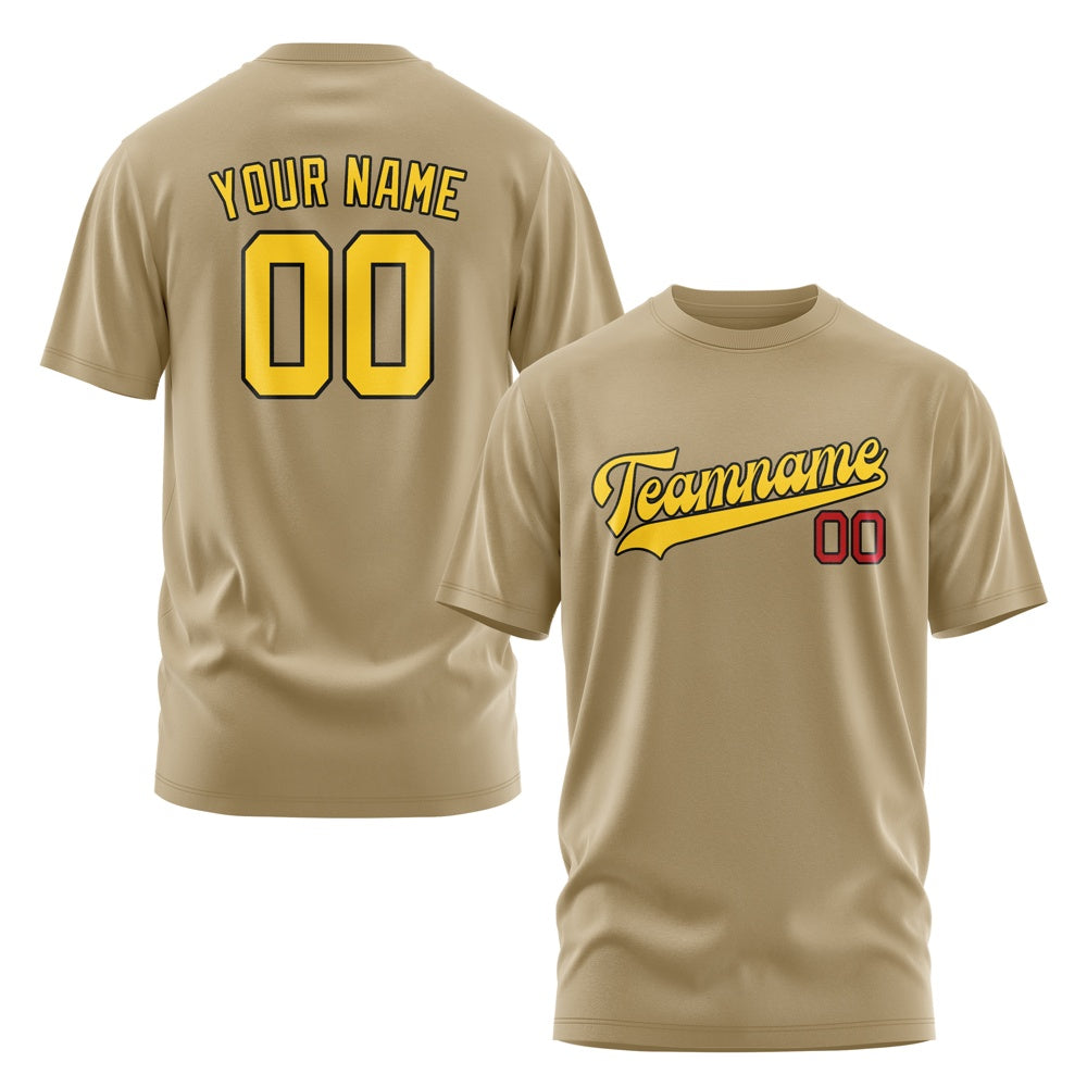 Custom Light Khaki Gold T-Shirt