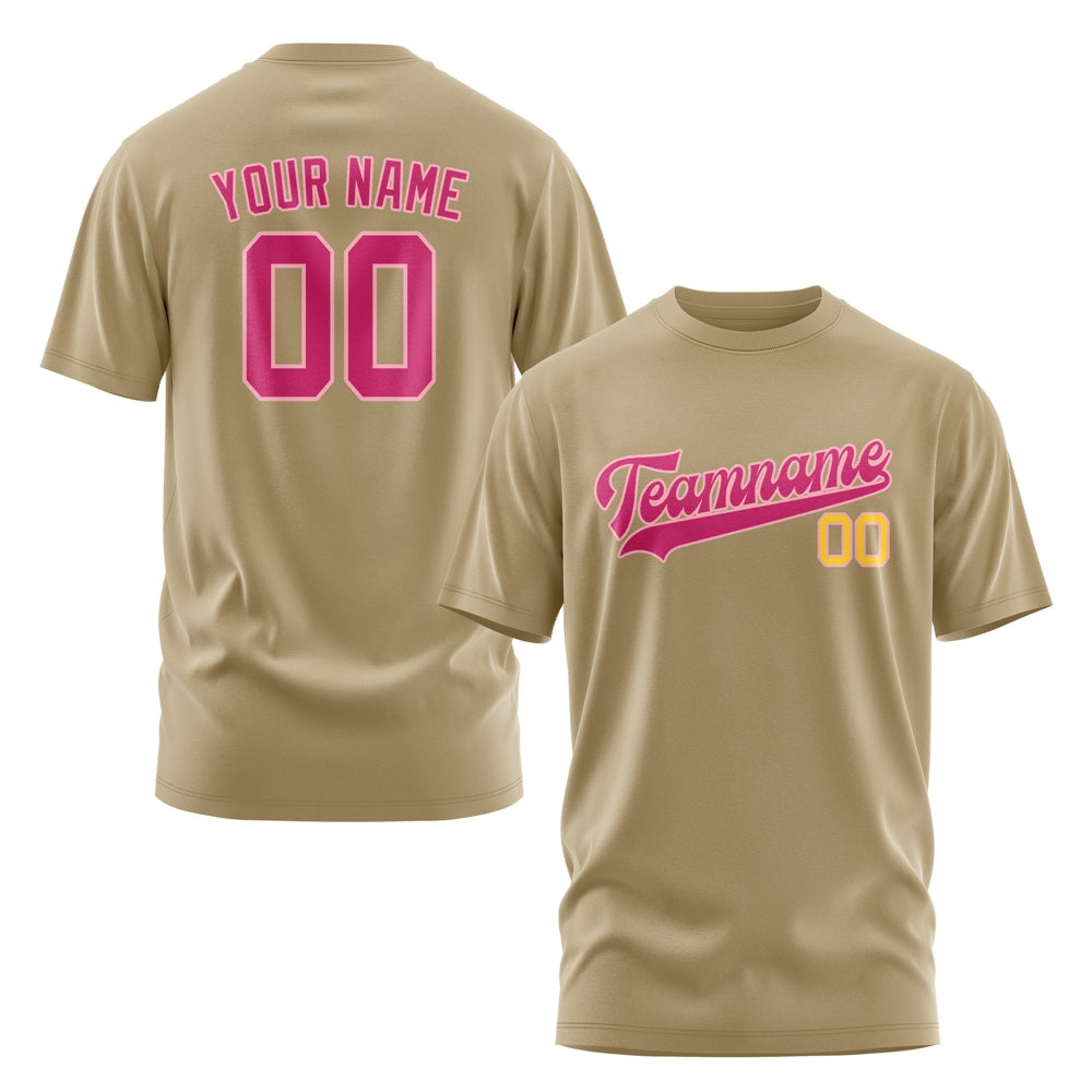 Custom Light Khaki Pink T-Shirt