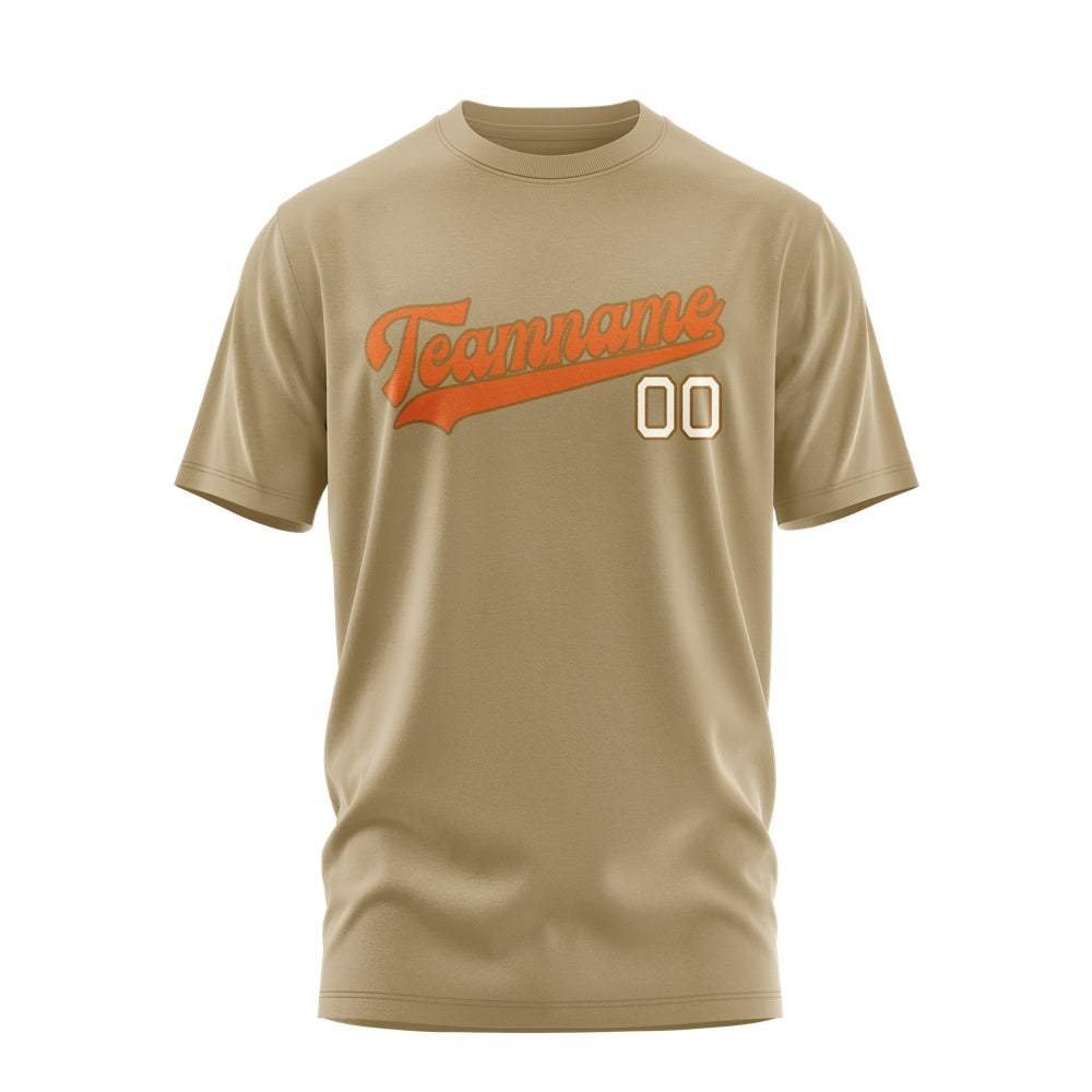 Custom Light Khaki Orange T-Shirt
