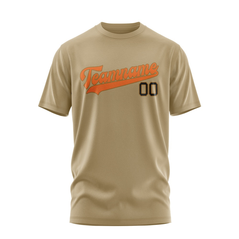Custom Light Khaki Orange T-Shirt