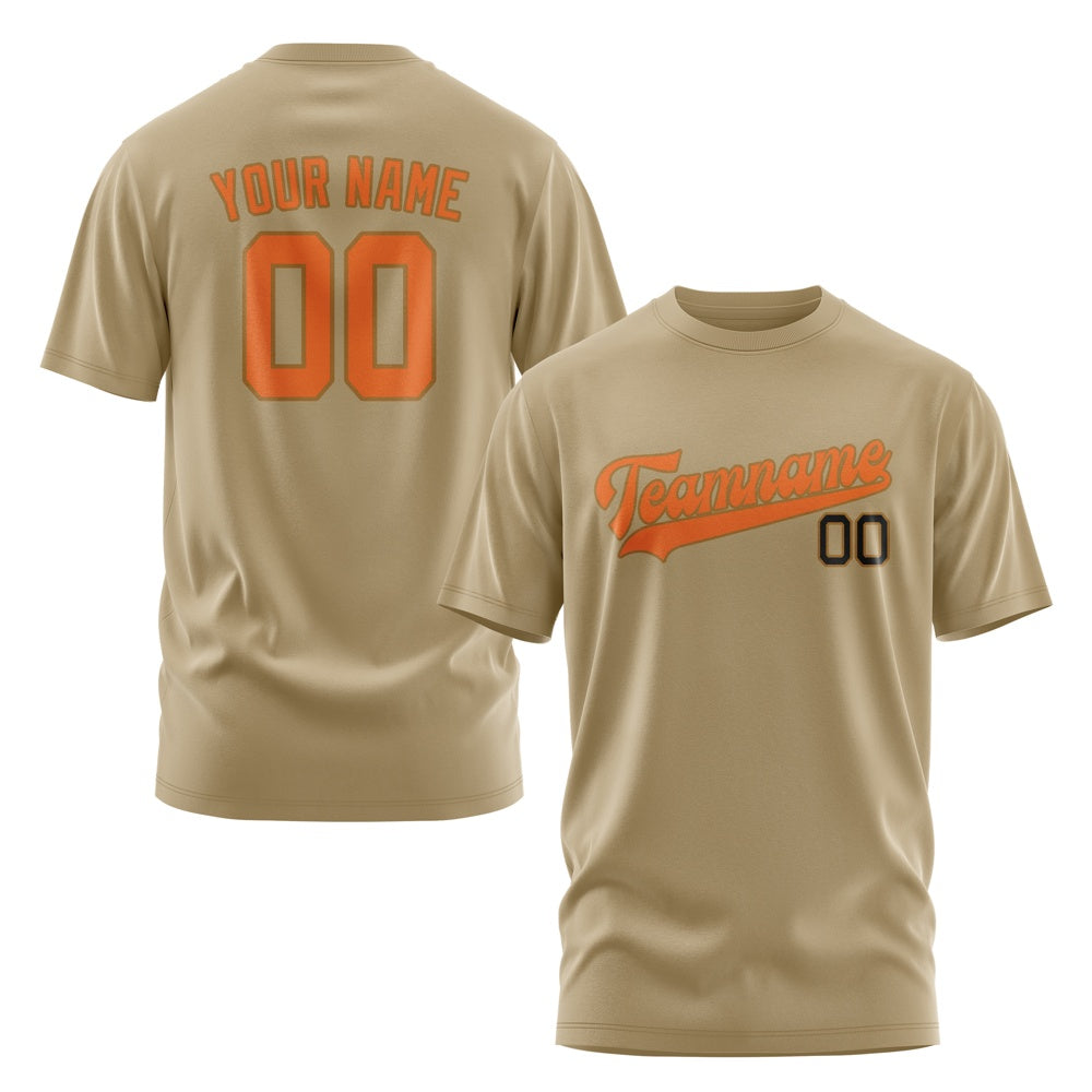 Custom Light Khaki Orange T-Shirt