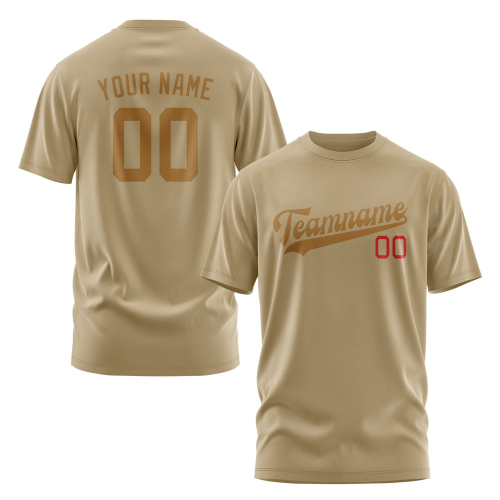 Custom Light Khaki Khaki T-Shirt