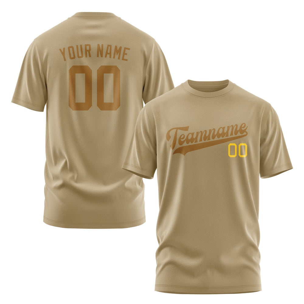 Custom Light Khaki Khaki T-Shirt
