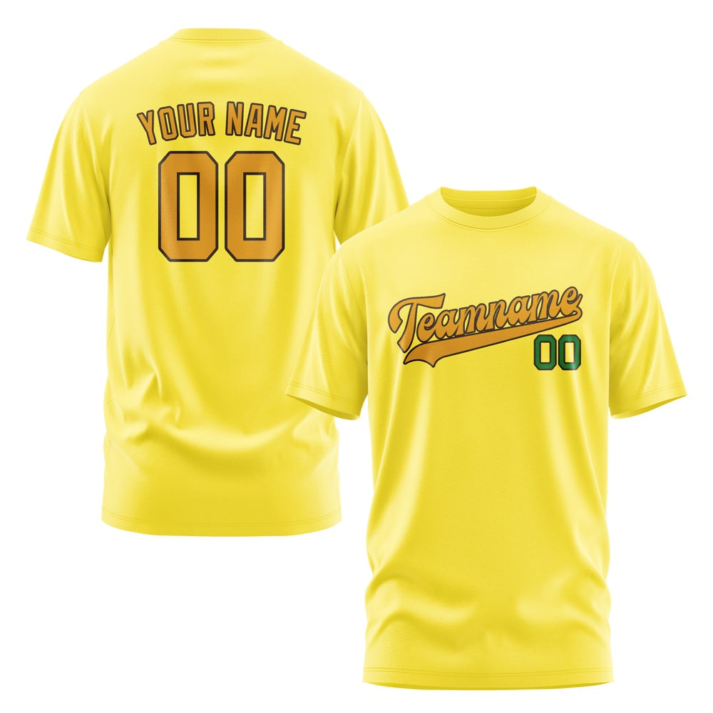 Custom Light Yellow Yellow T-Shirt