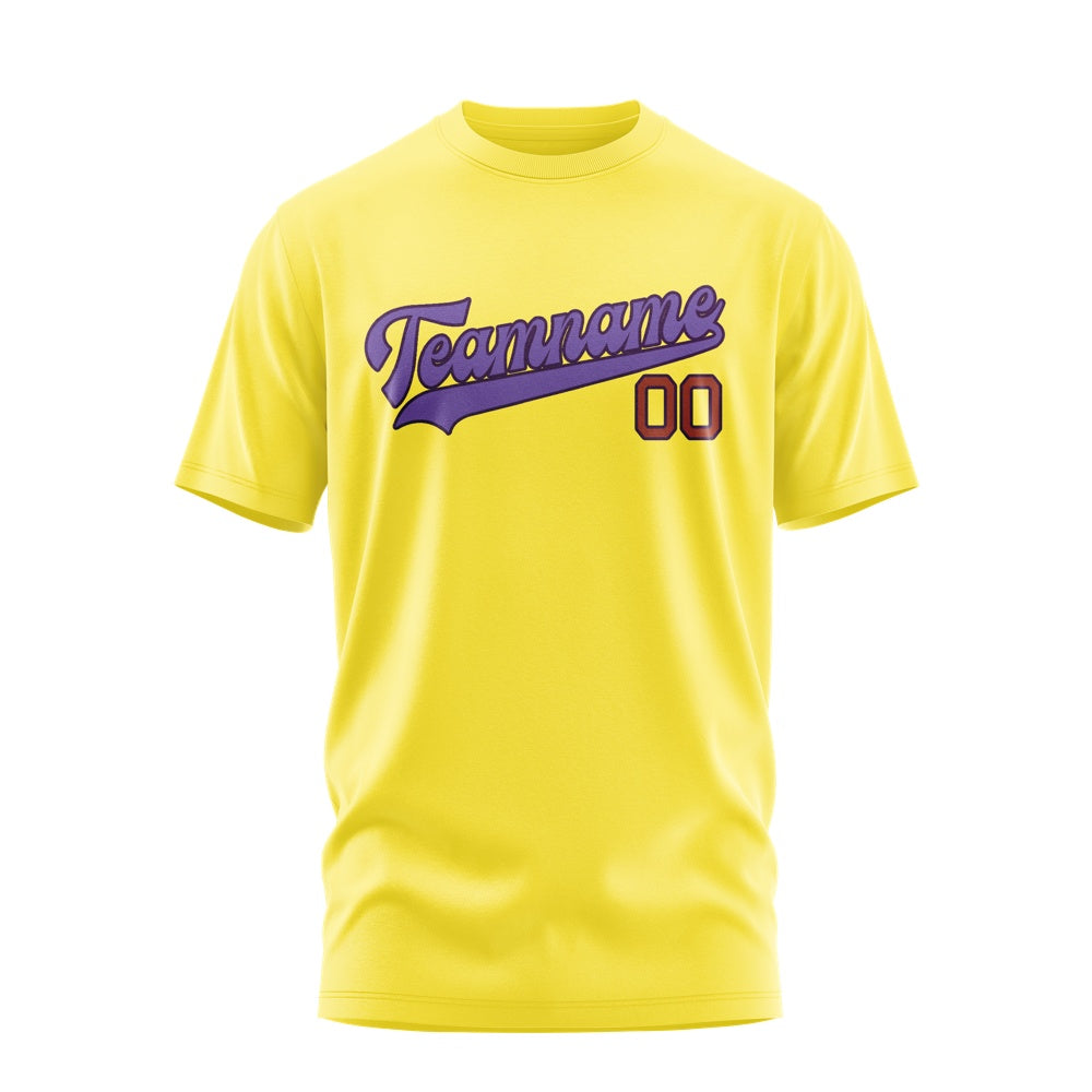 Custom Light Yellow Light Purple T-Shirt