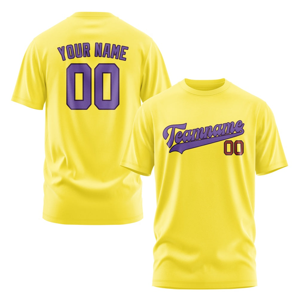 Custom Light Yellow Light Purple T-Shirt