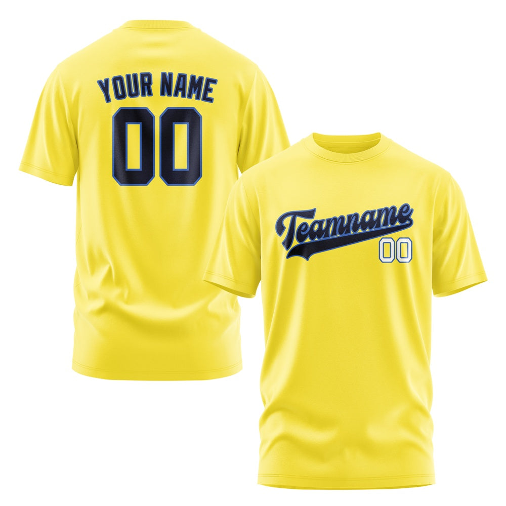 Custom Light Yellow Navy T-Shirt
